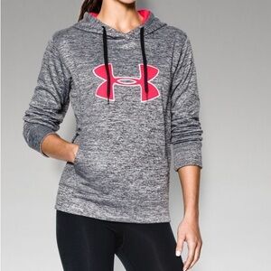 Under Armour Women's Heathered Gray Hoodie with Pink Emblem